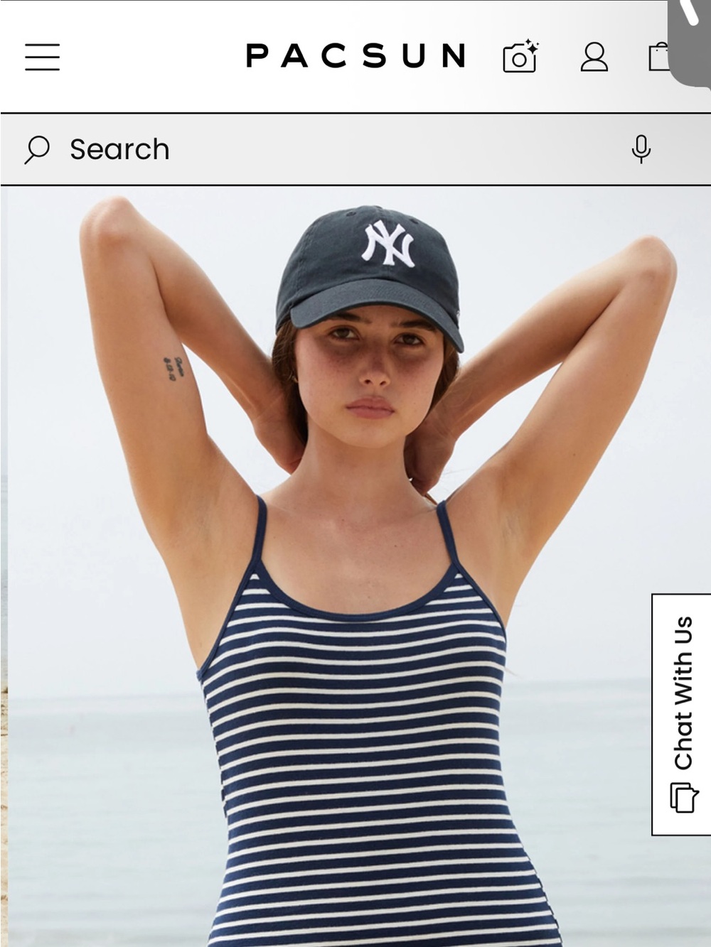 Brandy Melville Navy and White Striped Tank Hat Combo